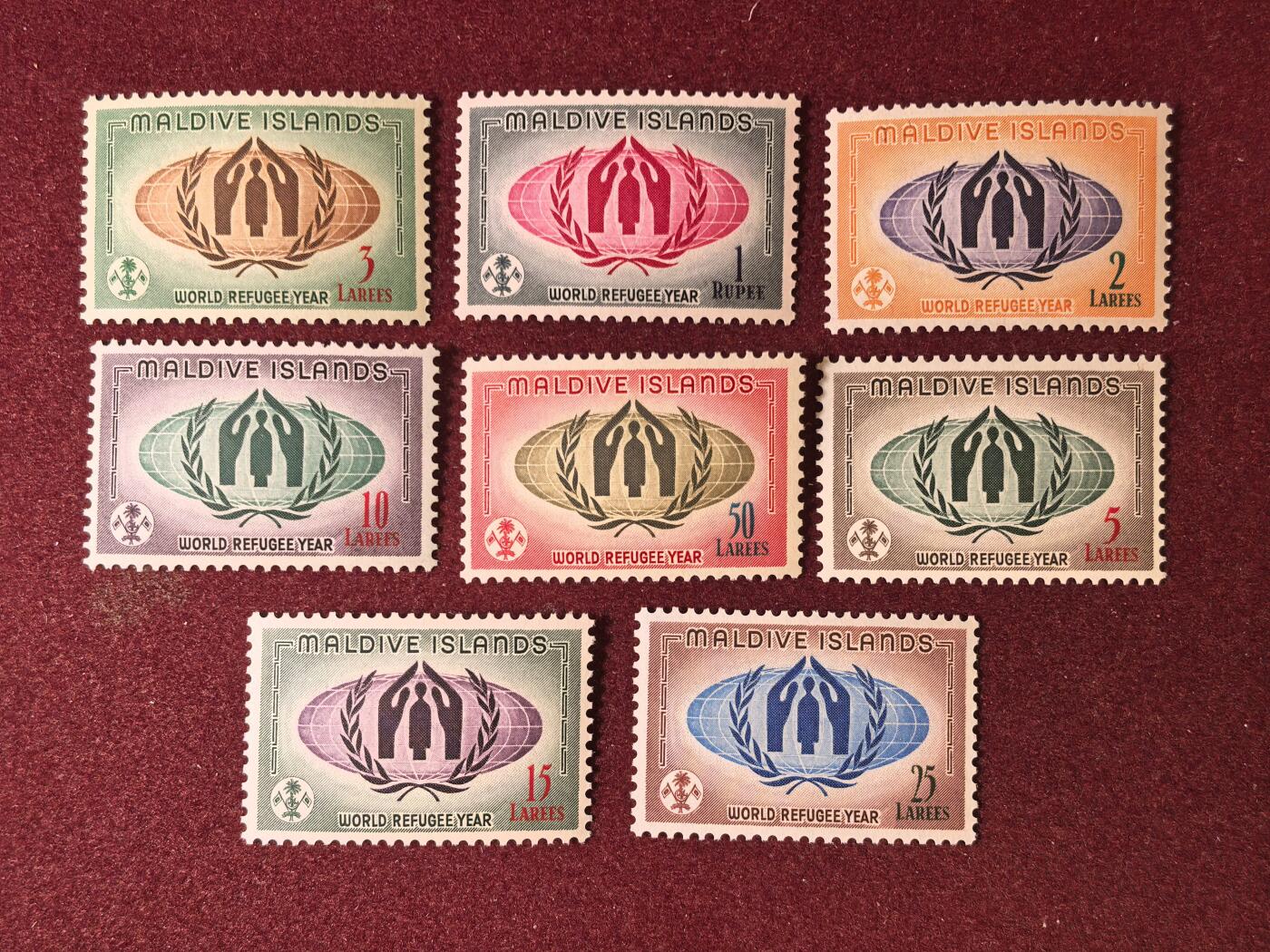 联合阁邮币社™ ——“多国邮票”👍🏻👏🏻👍🏻👏🏻 马尔代夫1960年世界难民年-全套新