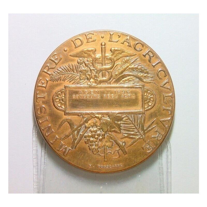 法国1896年 小飞侠女神头像高浮雕精制大铜章 50MM