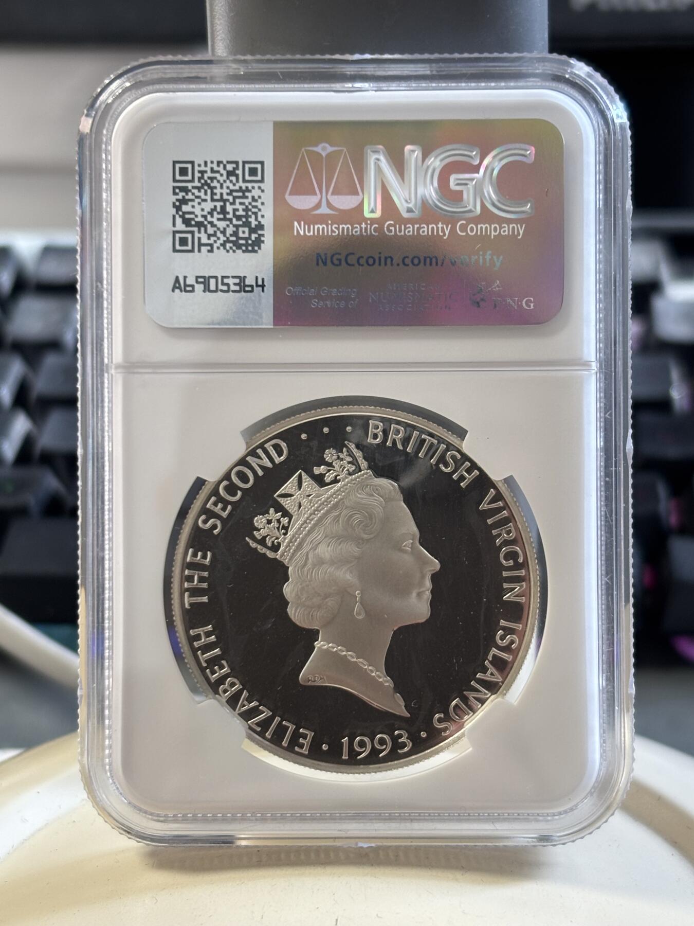 第186期拍卖 维尔京1993年动物黑脚雪貂21.59克银币NGC-PF67,925银