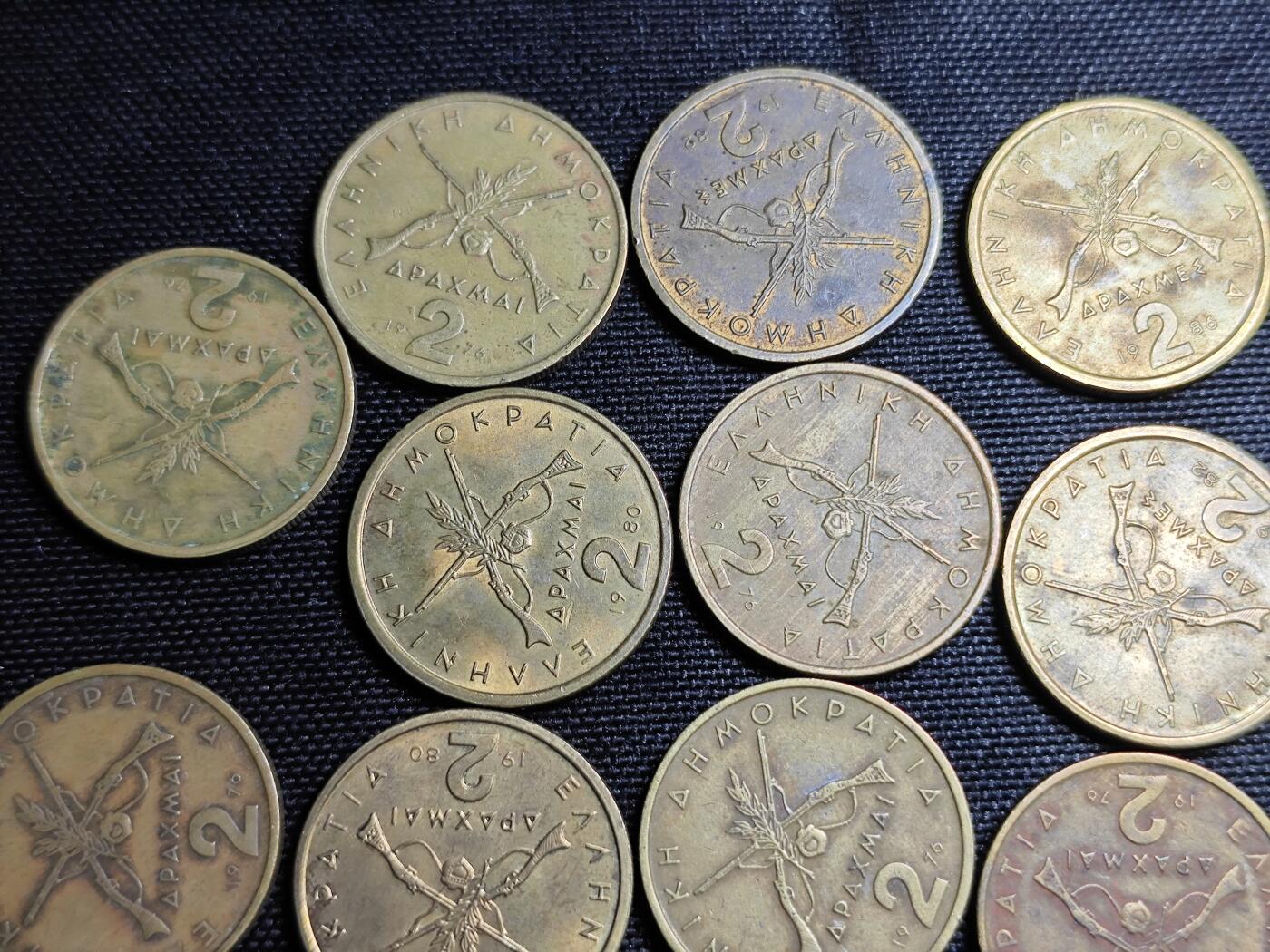 KK钱币收藏小铺 《套币 好品/批量散币专场》  2月预留时间 周末发货  希腊2德拉克马铜币22枚一组