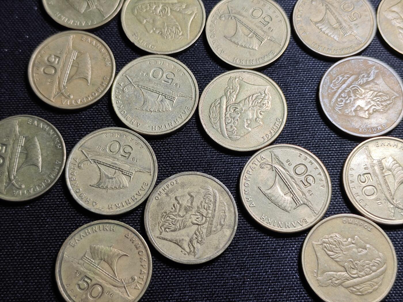 KK钱币收藏小铺 《套币 好品/批量散币专场》  2月预留时间 周末发货  希腊50德拉克马30枚