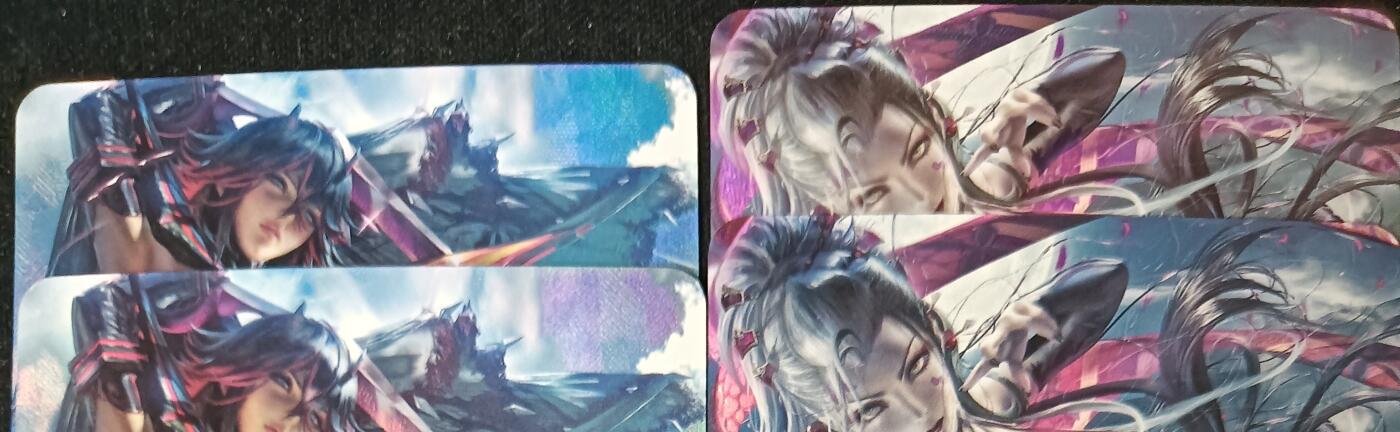 花开卡拍第53期（12月28号周日截拍，品控勿拍!!!拍品不寄存，运费5元，自制卡难免瑕疵，可能存在轻微撞角爆边等出厂瑕疵，品控介意勿拍！） 冰狗卡牌 艺术对卡 三笠+堕姬 4张