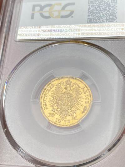 万国钱币拍卖第058期（万国新年大拍） PCGS PR64CAM 1872年德国普鲁士威廉一世短翅精制10马克金币 柏林厂铸 罕见早期精制短翅金马克 PCGS亚军分 深度精铸镜面小镜子一枚 3.98g 900金