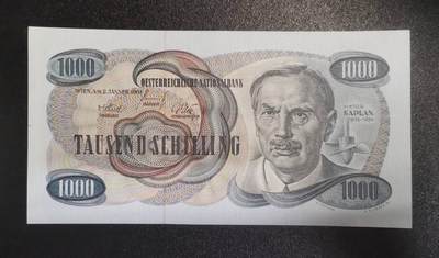 《艾美收藏》第226期-12.28周日外币精品场-蛇年收官 - 奥地利1961年少见版本1000先令UNC- 奥地利工程师卡普兰