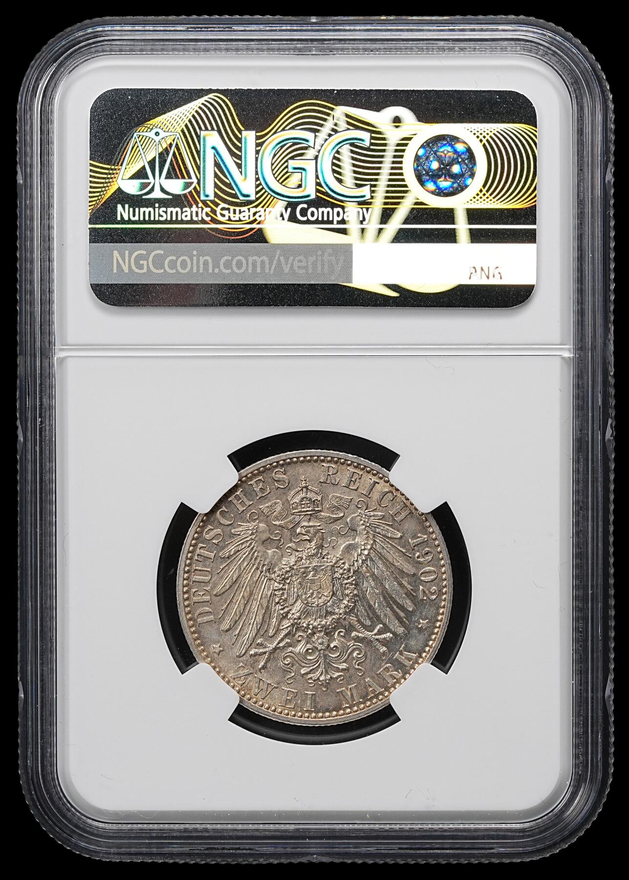 修遠堂世界钱币第九十九期 NGC MS63 1902年巴登大公执政50周年纪念2马克银币