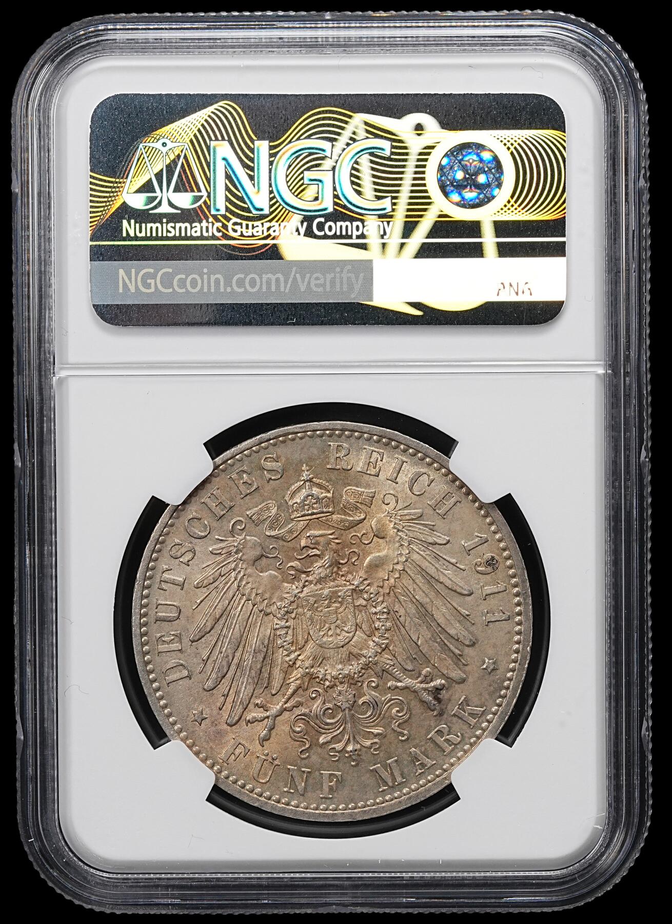 修遠堂世界钱币第九十九期 NGC MS62 1911年巴伐利亚摄政王90大寿纪念5马克大银币