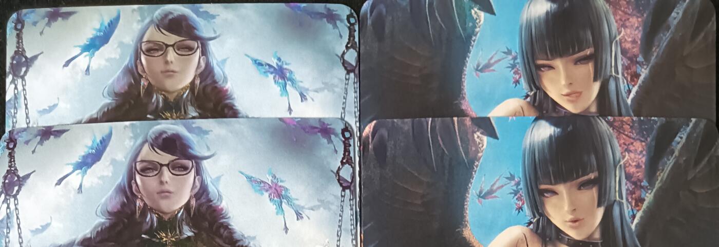 花开卡拍第53期（12月28号周日截拍，品控勿拍!!!拍品不寄存，运费5元，自制卡难免瑕疵，可能存在轻微撞角爆边等出厂瑕疵，品控介意勿拍！） 冰狗卡牌 艺术对卡 贝优妮塔+女天狗 4张