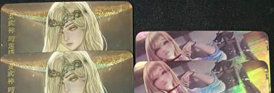 花开卡拍第53期（12月28号周日截拍，品控勿拍!!!拍品不寄存，运费5元，自制卡难免瑕疵，可能存在轻微撞角爆边等出厂瑕疵，品控介意勿拍！） - 冰狗卡牌 艺术对卡 女武神+喜多川海梦 4张