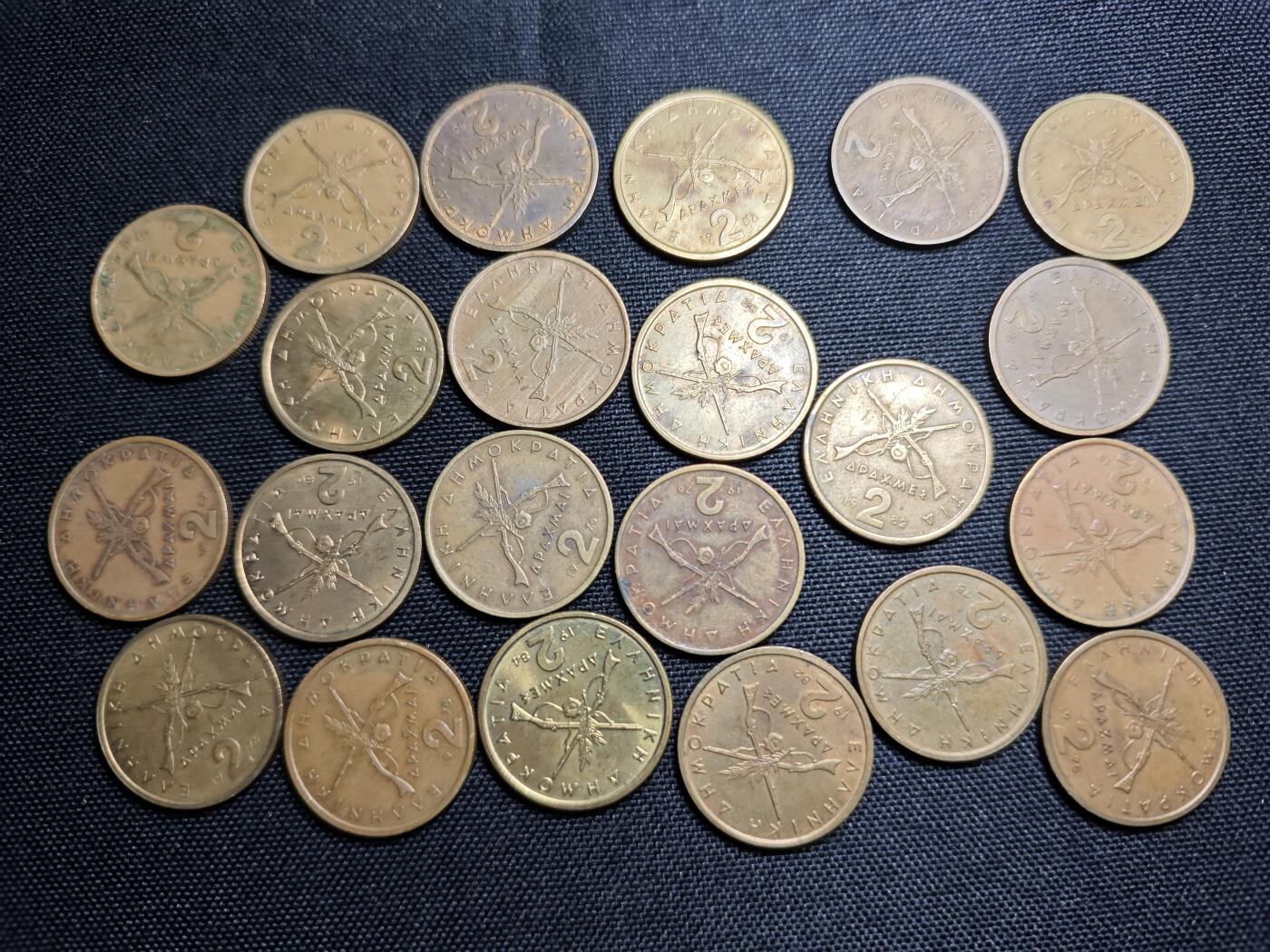 KK钱币收藏小铺 《套币 好品/批量散币专场》  2月预留时间 周末发货  希腊2德拉克马铜币22枚一组