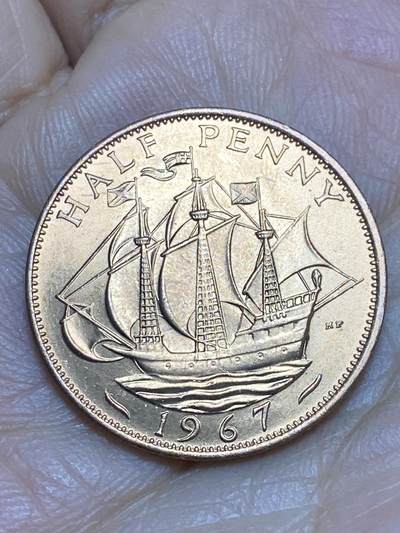 2025年第一百四十三场(总第一百六十九场）外国好品散币场(免佣金) - 英国🇬🇧1967年半便士(伊丽莎白二世青年桂冠第二版，普制币关门年)