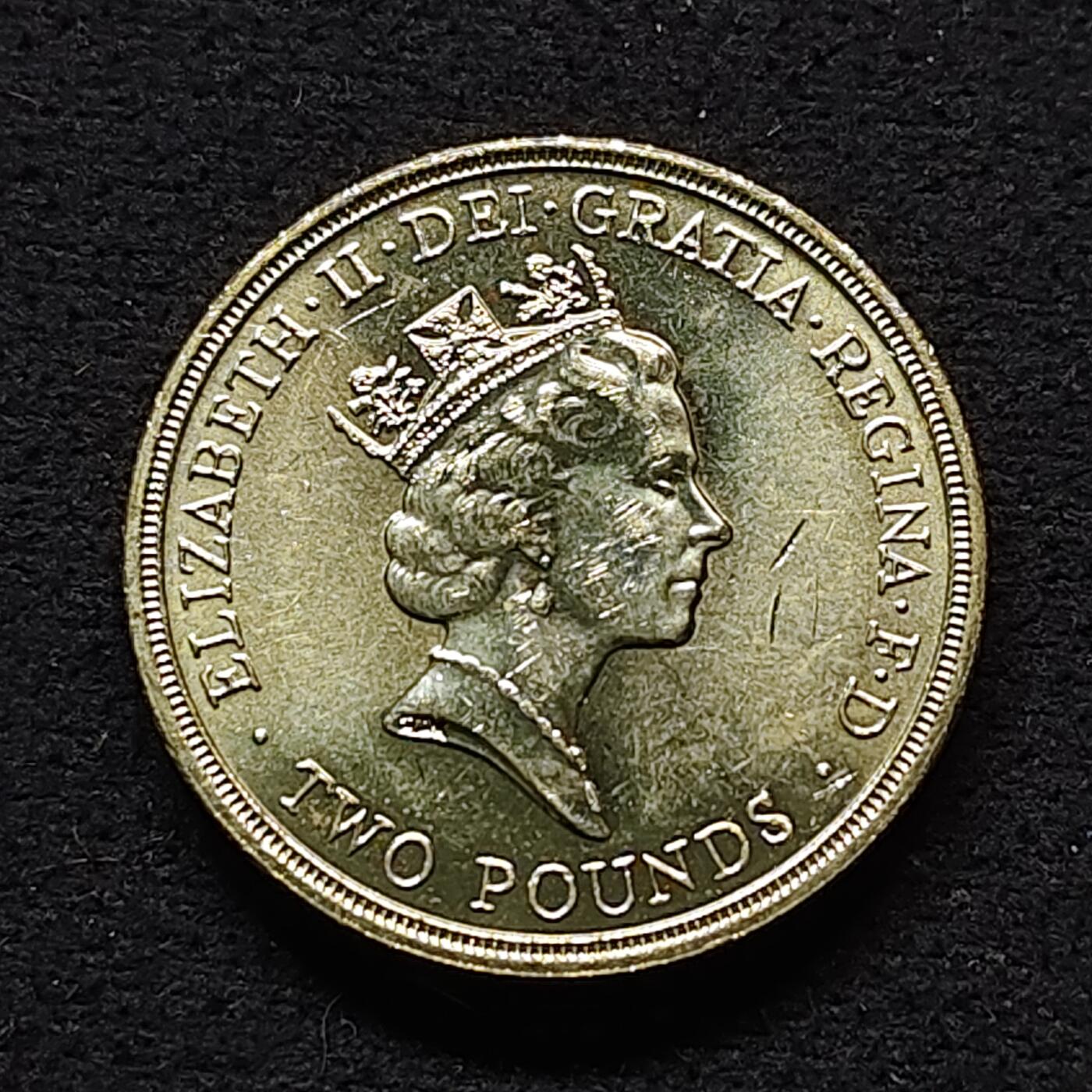 【全场包邮】纯粹捡漏拍490场（免费代拍第27场） 英国1989年2镑权利法案300周年圣爱德华王冠纪念币