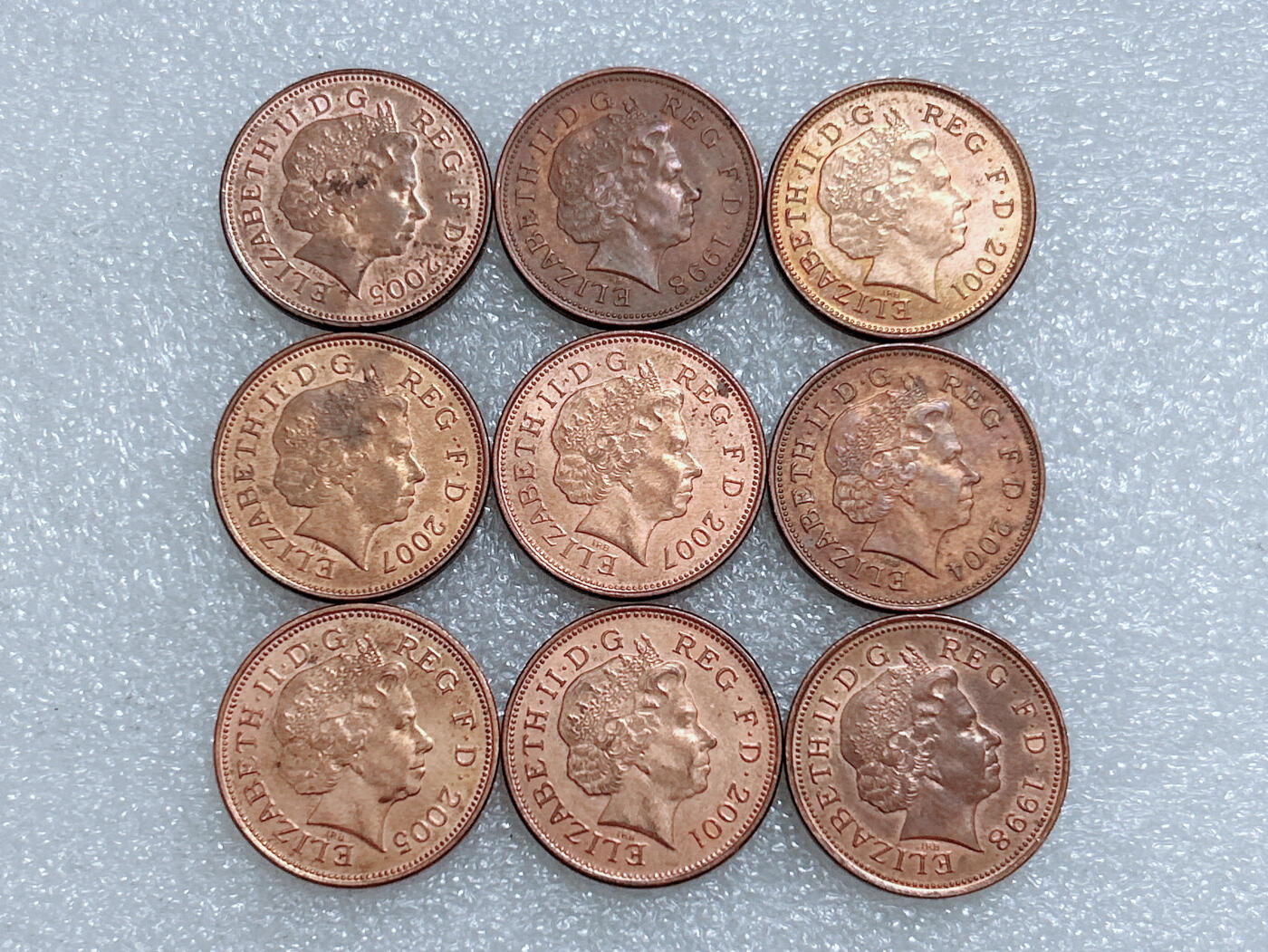 第一海外回流一元起拍收藏 散集专场  第283期 英国2便士硬币 9枚 老年女王版