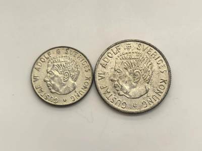 博洋堂世界钱币拍卖第154期（全场包邮） - 瑞典古斯塔夫六世1克朗、2克朗银币一组2枚