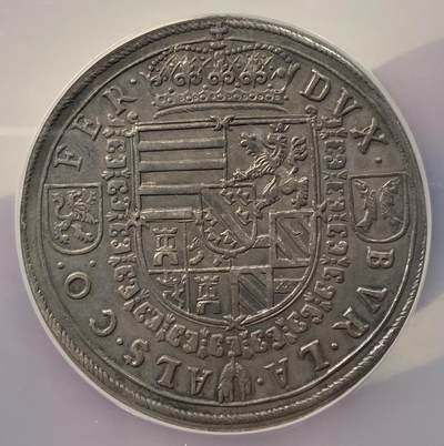 万国钱币拍卖第058期（万国新年大拍） NGC AU53 1564-95年神圣罗马帝国斐迪南大公金羊毛盾徽2泰勒大银 昂西赛姆造币厂铸 德意志第一帝国重器56.6G 全深打图案清晰 原味包浆均匀厚重 状态难得