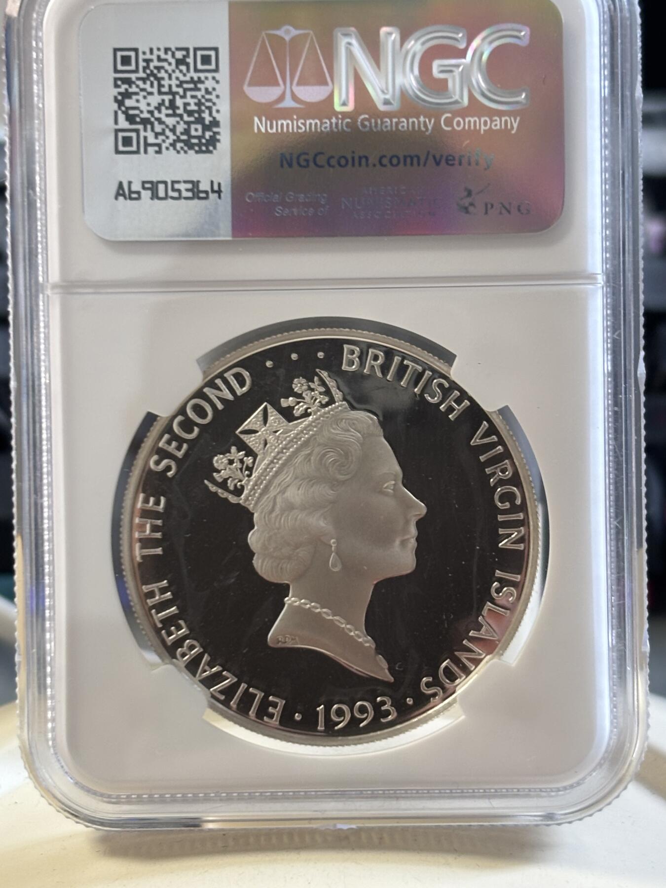 第186期拍卖 维尔京1993年动物黑脚雪貂21.59克银币NGC-PF67,925银