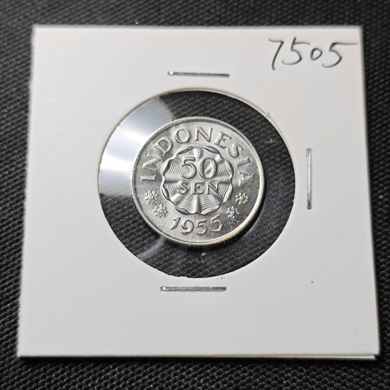 KK钱币收藏小铺 第375期  2月预留时间 周末发货  1955印尼50分