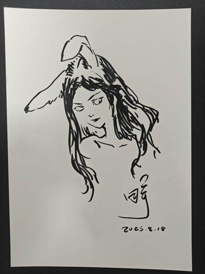 天玑星卡拍第155期《12.29年终场周一截拍》持续收拍收评中 满赠卡需备注 - 【签绘复制画】田宇 十二生肖 机甲美人 兔 A4复制画