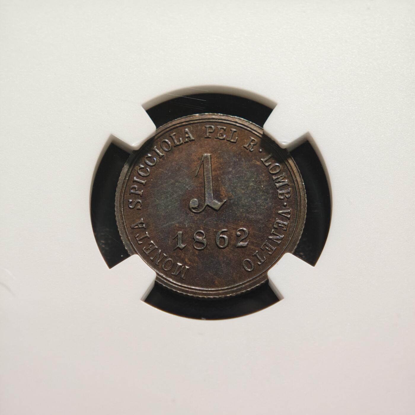 【德藏】世界币章拍卖第159期(元旦专场拍卖) 1862年 奥地利帝国统治伦巴第威尼托地区1斯皮乔拉铜币 NGC MS62BN 状态极佳