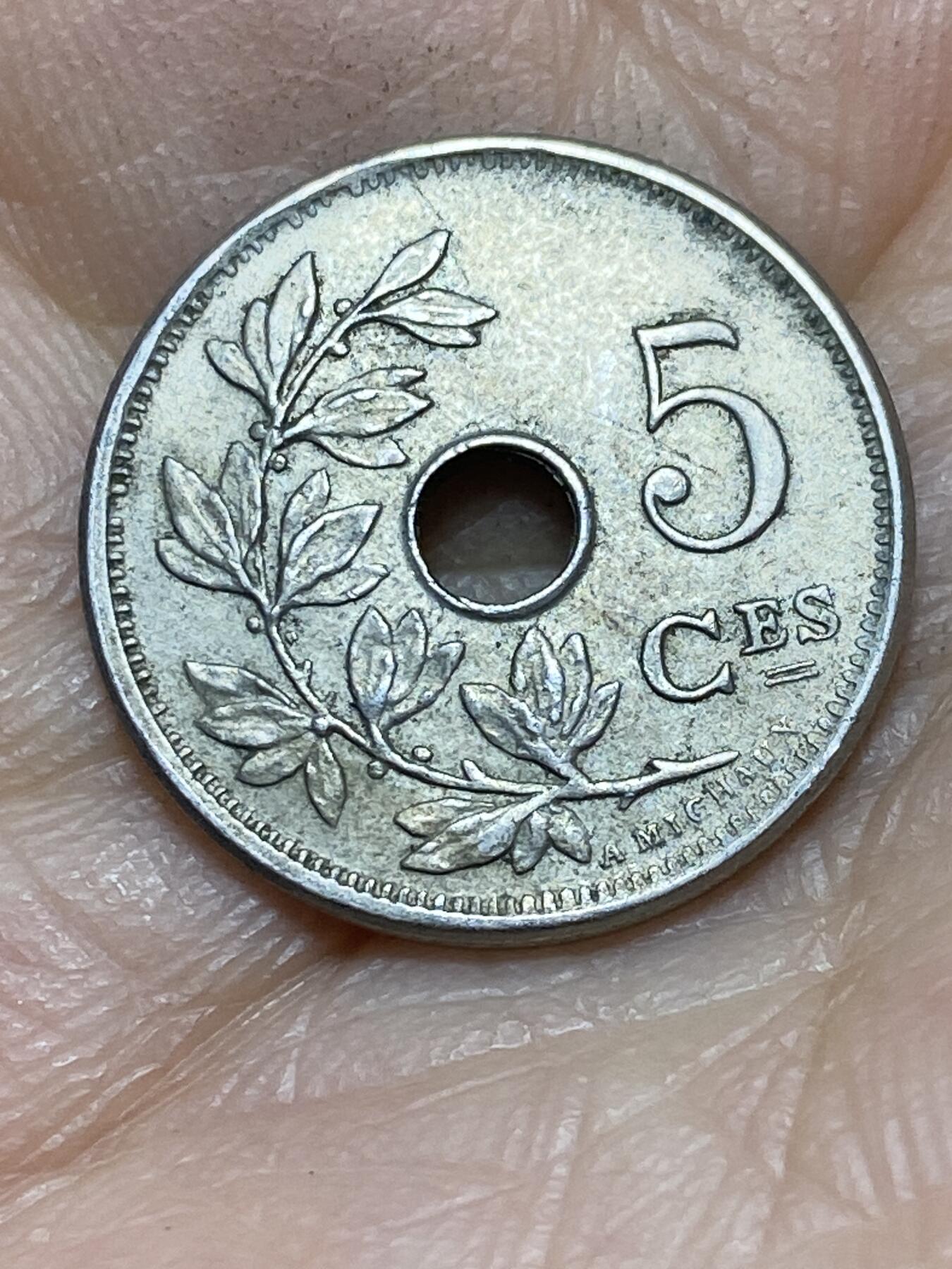 2025年第一百四十三场(总第一百六十九场）外国好品散币场(免佣金) 好品–比利时🇧🇪1905年5分(利奥波德二世时期，法语版)