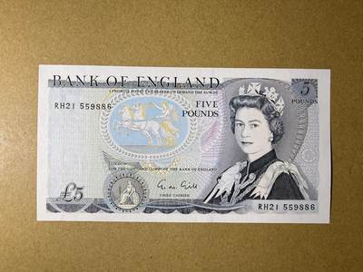 《艾美收藏》第226期-12.28周日外币精品场-蛇年收官 - 英格兰5镑 UNC D序列 有一处小亮点 应是正常现象 无47