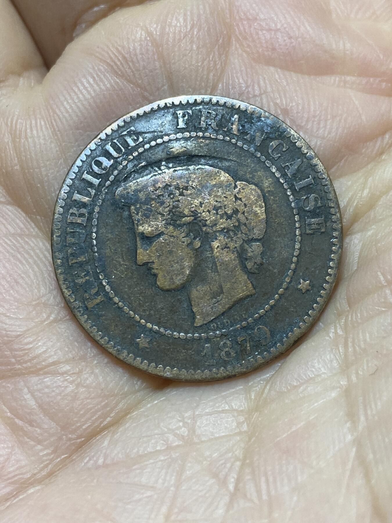 2025年第一百四十三场(总第一百六十九场）外国好品散币场(免佣金) 币不平–法兰西第三共和国1879年5生丁(第一版，A标巴黎造)