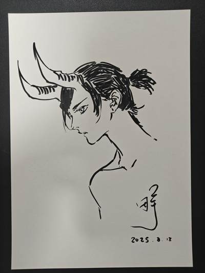 天玑星卡拍第155期《12.29年终场周一截拍》持续收拍收评中 满赠卡需备注 - 【签绘复制画】田宇 十二生肖 机甲美人 牛 A4复制画