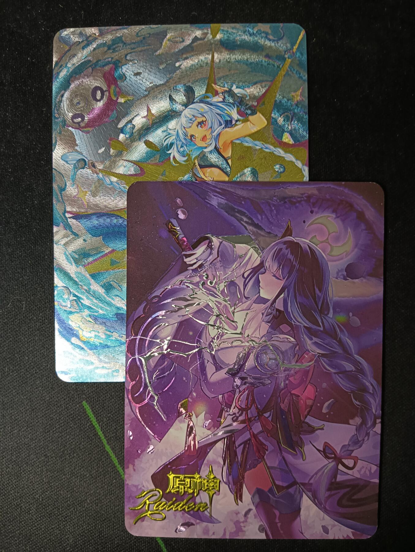 花开卡拍第53期（12月28号周日截拍，品控勿拍!!!拍品不寄存，运费5元，自制卡难免瑕疵，可能存在轻微撞角爆边等出厂瑕疵，品控介意勿拍！） 白花恋诗 玛拉妮与雷电将军 2张 粗闪与光刻