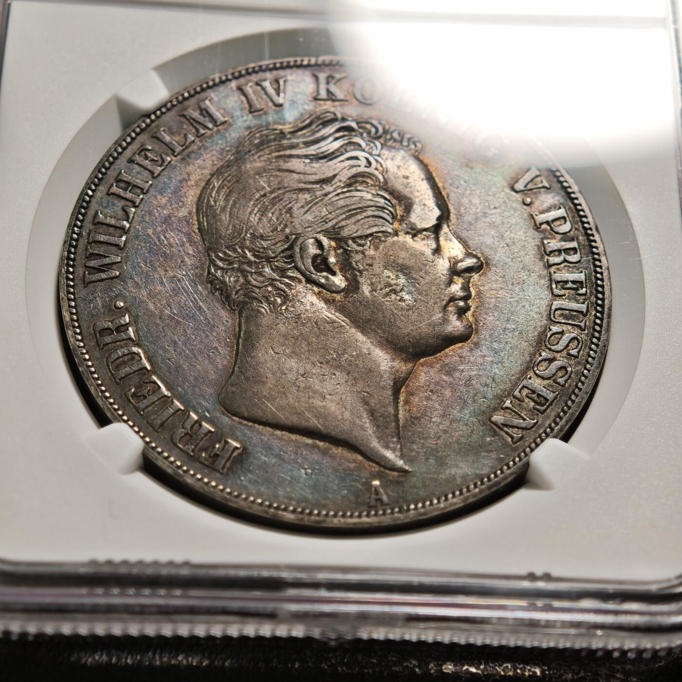 【德藏】世界币章拍卖第159期(元旦专场拍卖) 1841年 德国普鲁士威廉四世2泰勒大银币 NGC XF45 原味老包浆 状态极佳