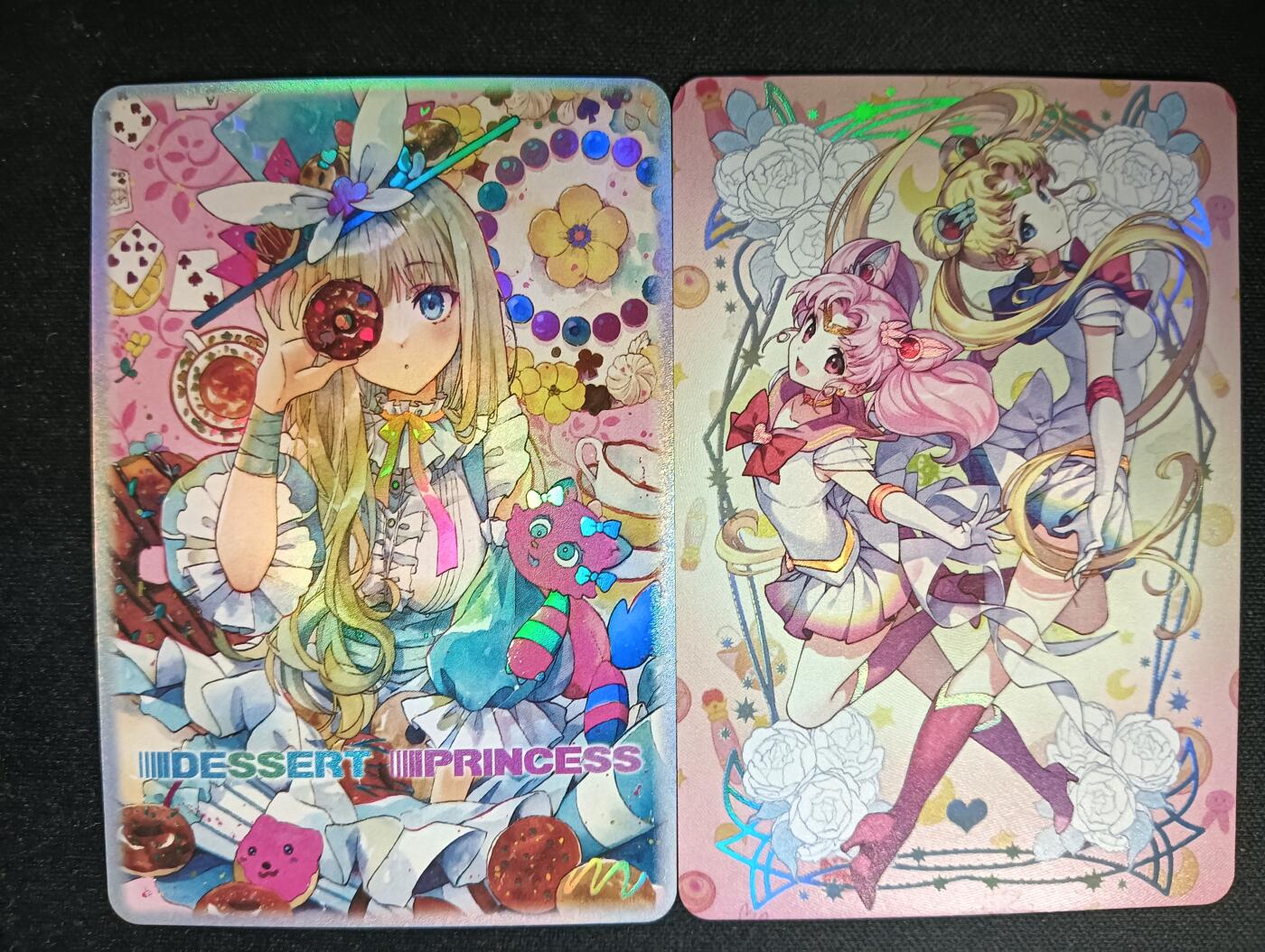 花开卡拍第53期（12月28号周日截拍，品控勿拍!!!拍品不寄存，运费5元，自制卡难免瑕疵，可能存在轻微撞角爆边等出厂瑕疵，品控介意勿拍！） 动漫少女 2张 彩闪