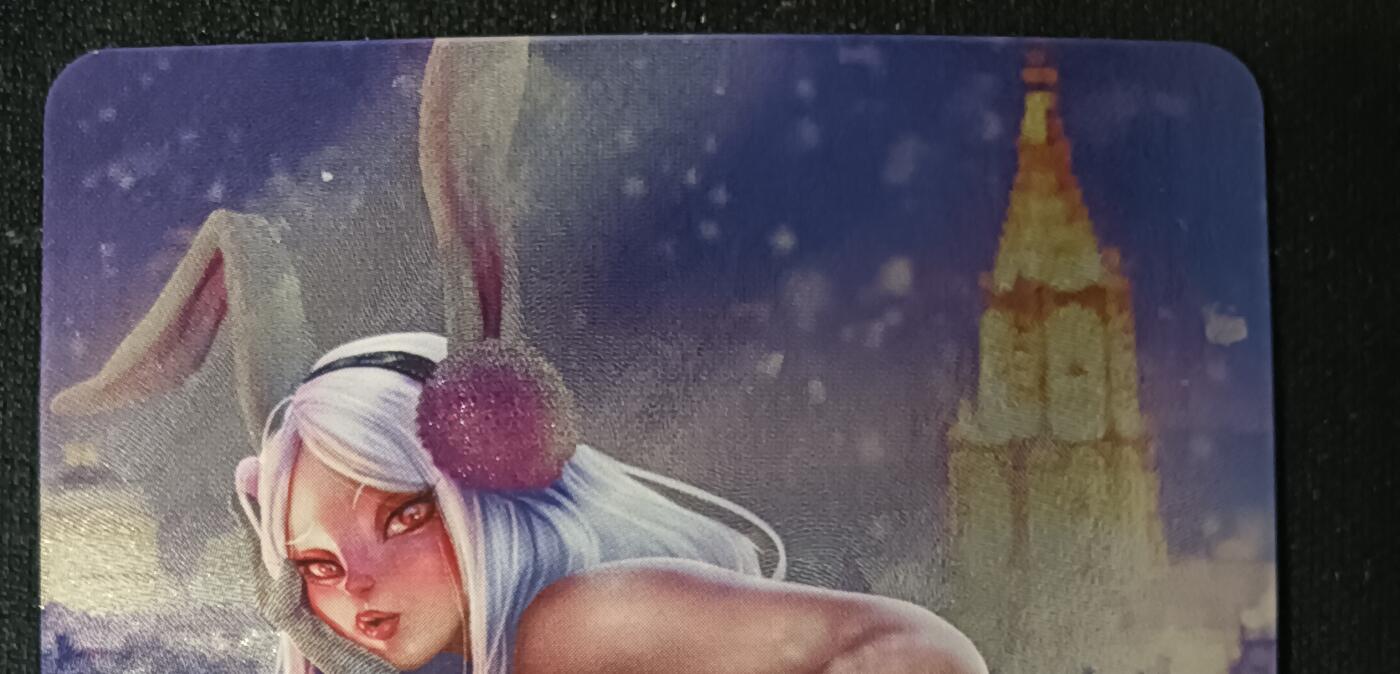 花开卡拍第53期（12月28号周日截拍，品控勿拍!!!拍品不寄存，运费5元，自制卡难免瑕疵，可能存在轻微撞角爆边等出厂瑕疵，品控介意勿拍！） 五月卡牌 艺术卡 黑皮兔女郎 1张 粗闪