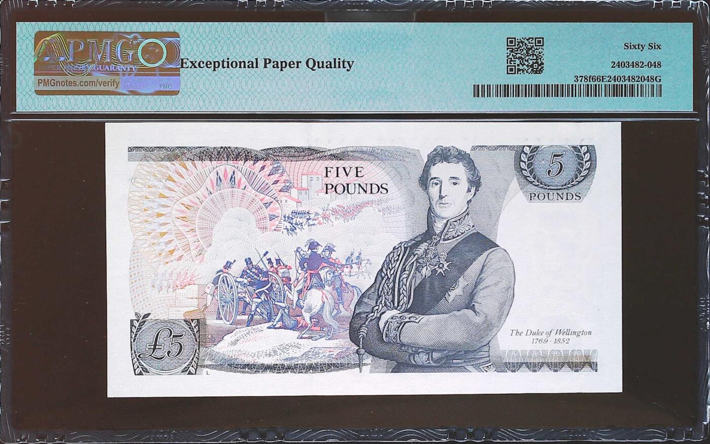 世界靓号纸钞第七十九期 1988-91年英国英格兰银行5镑 D序列 PMG66