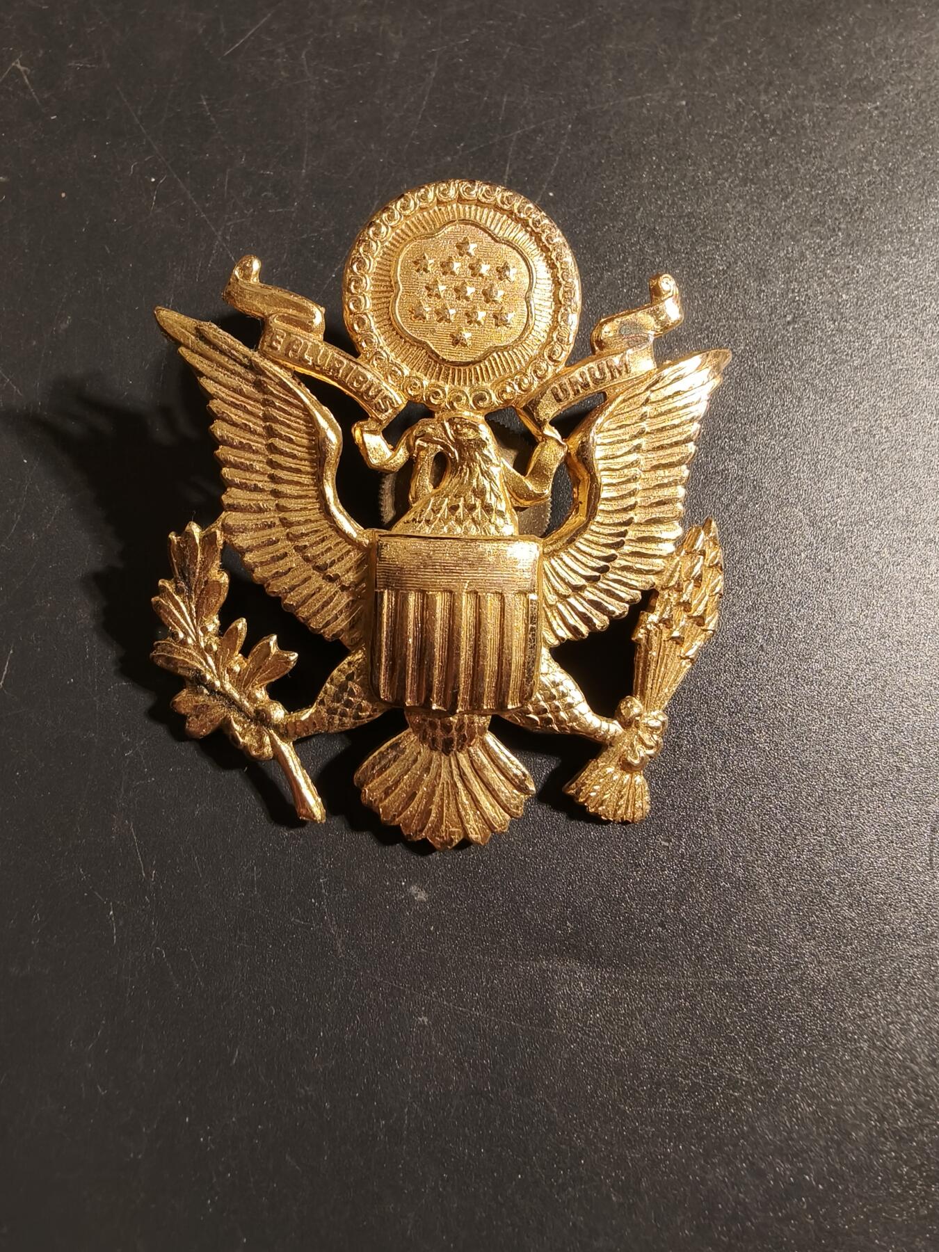 老王徽章第172期 美国陆军大檐帽帽徽     带厂标