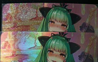 花开卡拍第53期（12月28号周日截拍，品控勿拍!!!拍品不寄存，运费5元，自制卡难免瑕疵，可能存在轻微撞角爆边等出厂瑕疵，品控介意勿拍！） - 绿发棒棒糖 2张 彩闪与纱布闪