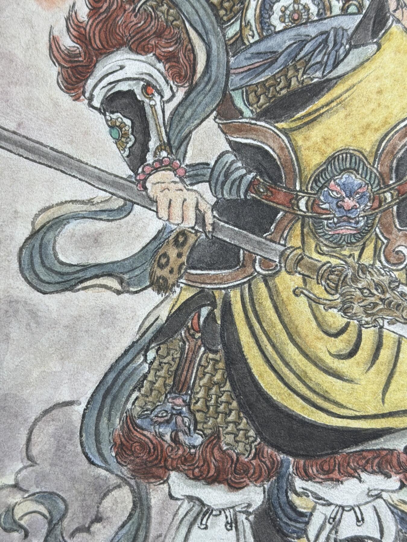 白泽拍卖卡牌手绘专场第30期（白金之夜 跨年大拍） 2025 史墨手绘画 二郎神杨戬 尺寸：17.4cm*25.3cm  史墨签题