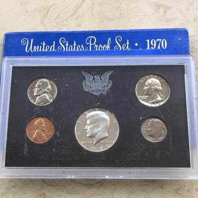 道一币馆币章第一百六十场 - 原包装 美国1970年精制套币五枚 含50分银币