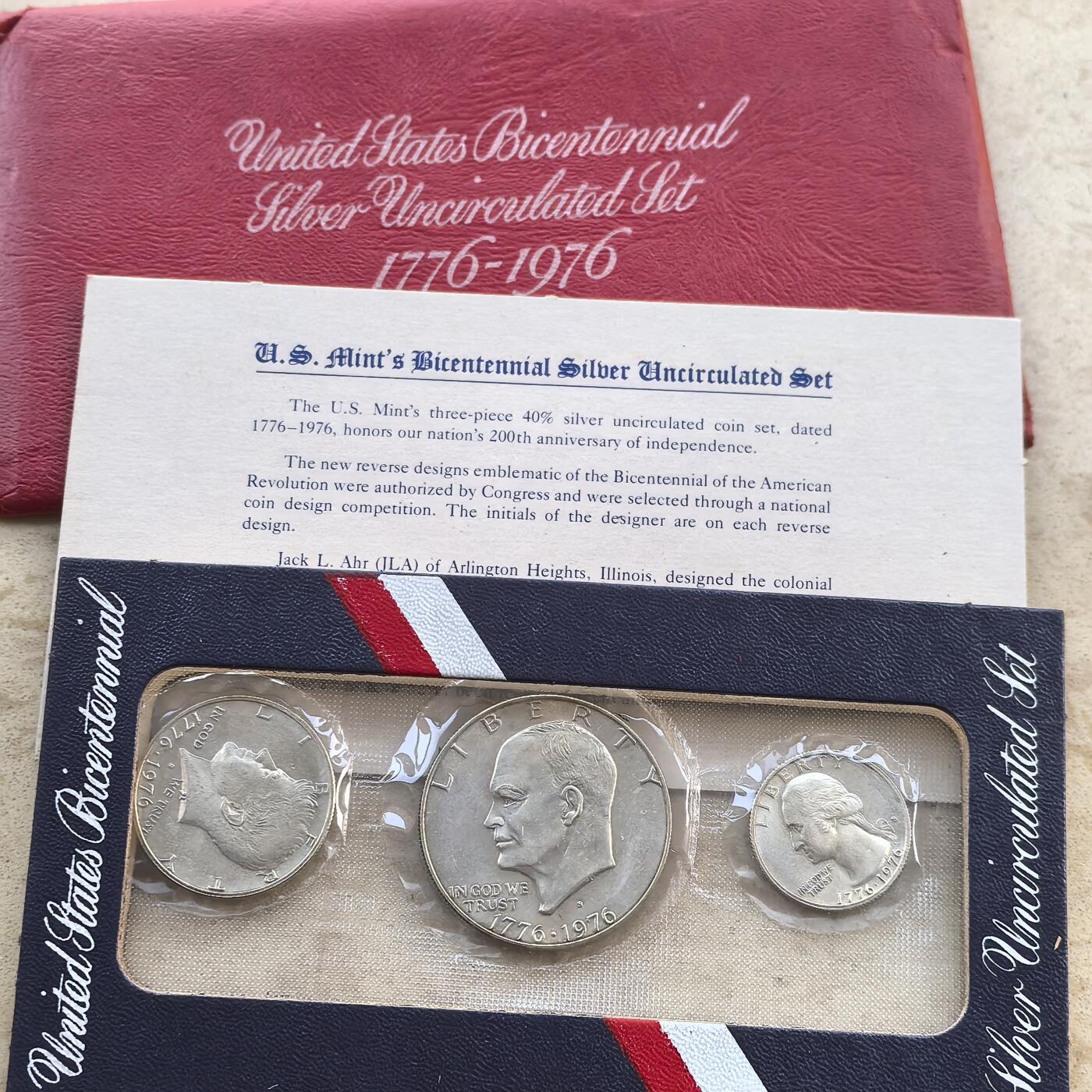 道一币馆币章第一百六十场 原封证 美国1976年建国200周年三枚银币纪念套装