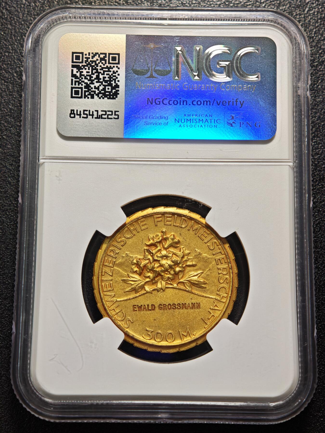 【德藏】世界币章拍卖第159期(元旦专场拍卖) 1920-30年 瑞士射击节镀金银章 金水十足 射击节系列经典品种 NGC MS66