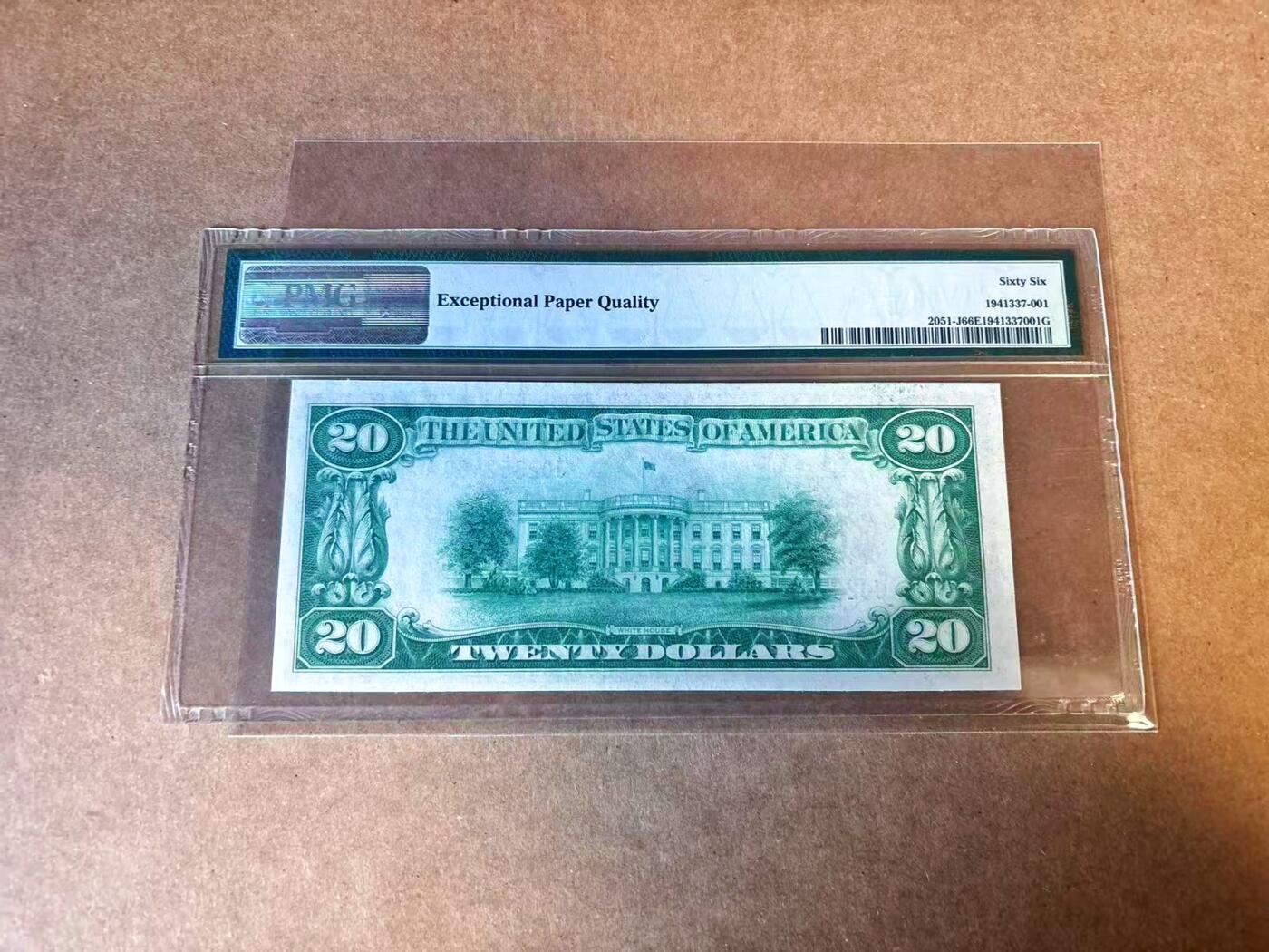 【Blue Auction】世界纸币精拍第769期——18级TOP拍卖/信誉/品质/专业/高效💫 【初版数字区号】美国 1928A 20美金 PMG66EPQ 少见堪萨斯版