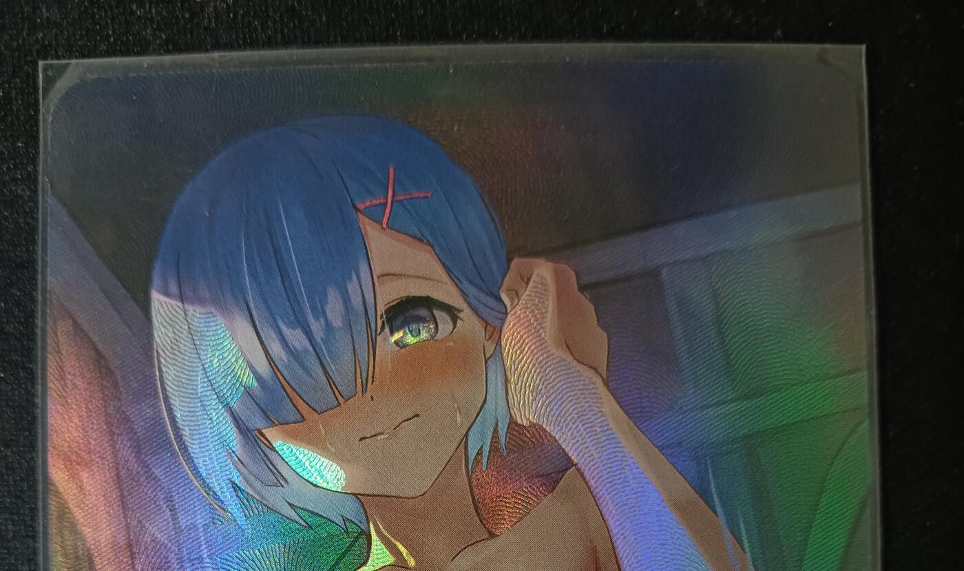 花开卡拍第53期（12月28号周日截拍，品控勿拍!!!拍品不寄存，运费5元，自制卡难免瑕疵，可能存在轻微撞角爆边等出厂瑕疵，品控介意勿拍！） 老郑卡牌 蕾姆 艺术卡 1张 彩闪