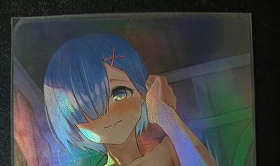 花开卡拍第53期（12月28号周日截拍，品控勿拍!!!拍品不寄存，运费5元，自制卡难免瑕疵，可能存在轻微撞角爆边等出厂瑕疵，品控介意勿拍！） - 老郑卡牌 蕾姆 艺术卡 1张 彩闪