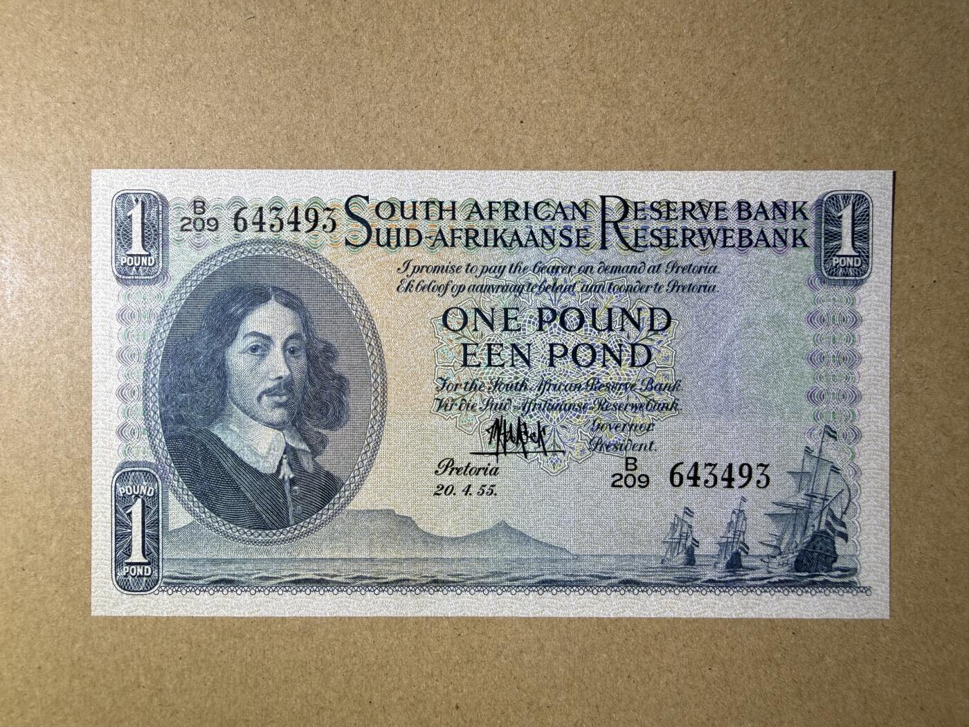 《艾美收藏》第226期-12.28周日外币精品场-蛇年收官 南非1镑 UNC 1955年老版本