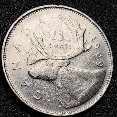 泉币菌-第155场-精品福利场 - 高币值 加拿大1969年1/4加拿大元 伊丽莎白二世 驯鹿 24mm