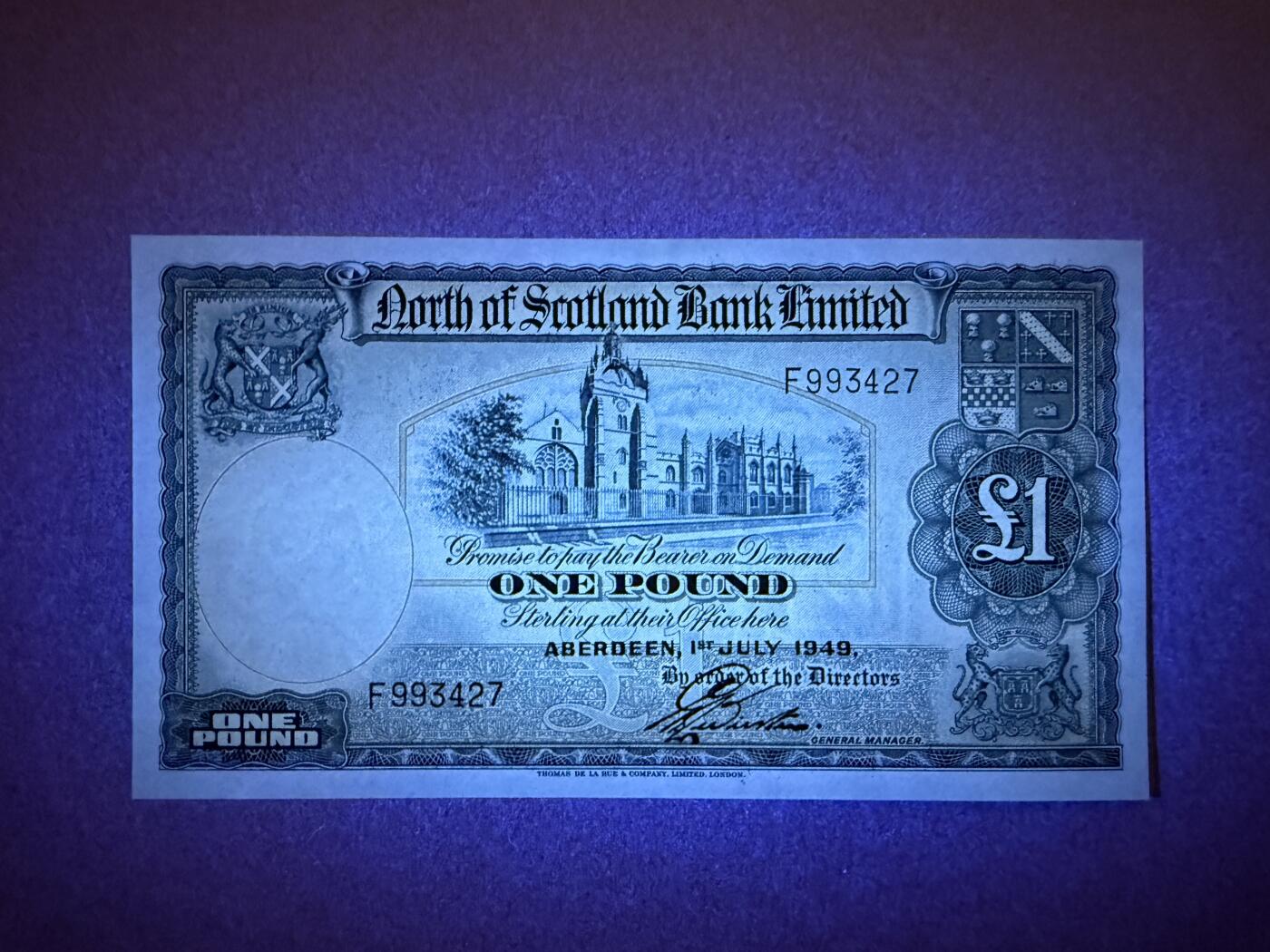 《艾美收藏》第226期-12.28周日外币精品场-蛇年收官 苏格兰1镑 UNC 苏格兰北方银行 1949年老版本