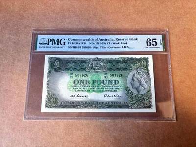 【Blue Auction】世界纸币精拍第769期——18级TOP拍卖/信誉/品质/专业/高效💫 - 澳大利亚 1961-65年1镑 石膏版女王 PMG65EPQ 
