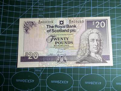 【炜奕收藏】，第五十四期，本场佣金已改，请大家注意 - 2000年苏格兰皇家银行20镑，UNC-品相，轻微压痕和潮斑