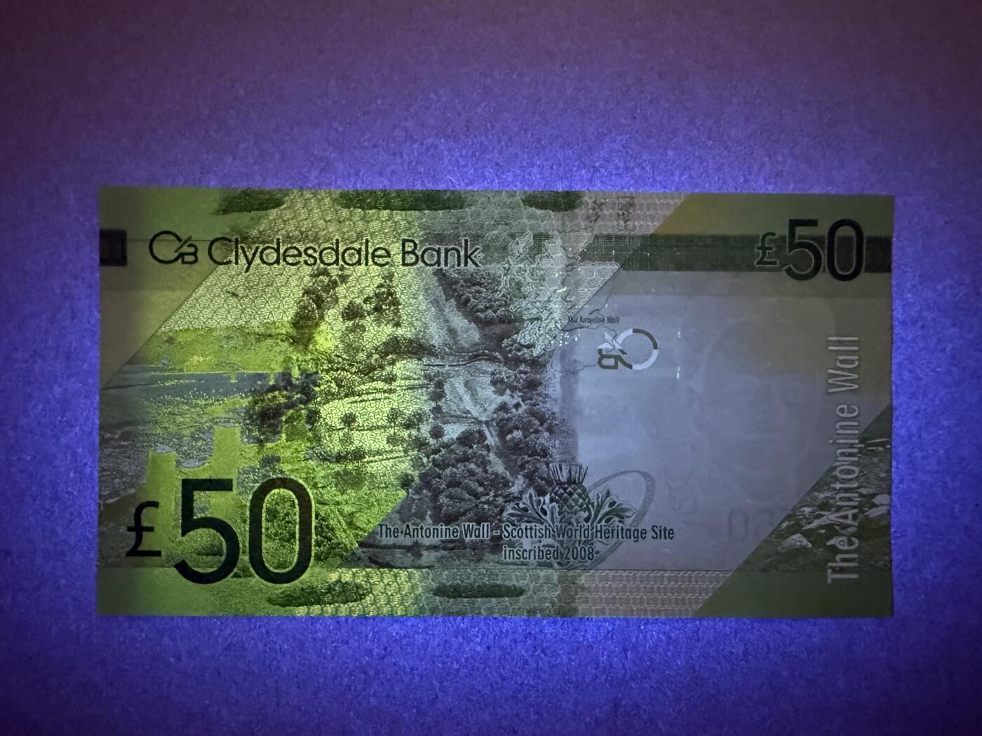 《艾美收藏》第226期-12.28周日外币精品场-蛇年收官 苏格兰50镑 UNC 克莱斯戴尔银行 2015年 苏格兰外科女医师因格丽斯 无47尾8