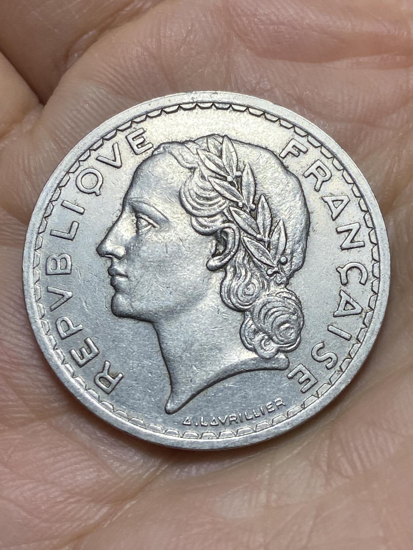 2025年第一百四十三场(总第一百六十九场）外国好品散币场(免佣金) 好品–法兰西第三共和国1935年5法郎(纯镍材质版)