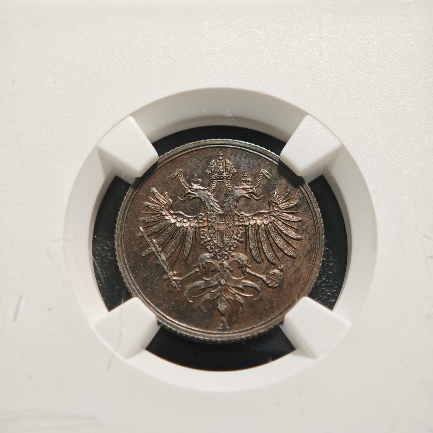 【德藏】世界币章拍卖第159期(元旦专场拍卖) 1862年 奥地利帝国统治伦巴第威尼托地区1斯皮乔拉铜币 NGC MS62BN 状态极佳