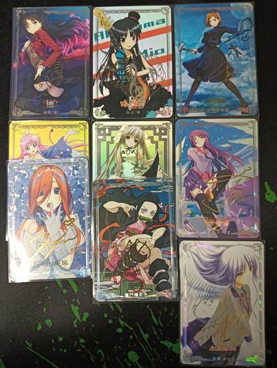 花开卡拍第53期（12月28号周日截拍，品控勿拍!!!拍品不寄存，运费5元，自制卡难免瑕疵，可能存在轻微撞角爆边等出厂瑕疵，品控介意勿拍！） - 动漫少女印签卡 1套9张 彩闪