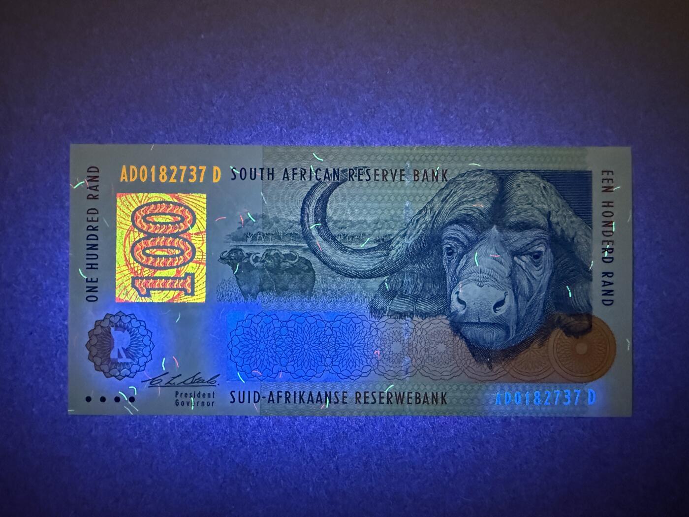《艾美收藏》第226期-12.28周日外币精品场-蛇年收官 南非100兰特 UNC 1994年 无4